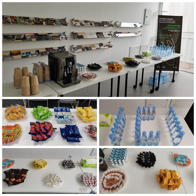 双创学院美术馆开幕式,公教组会务人员准备茶歇,做好后勤服务保障